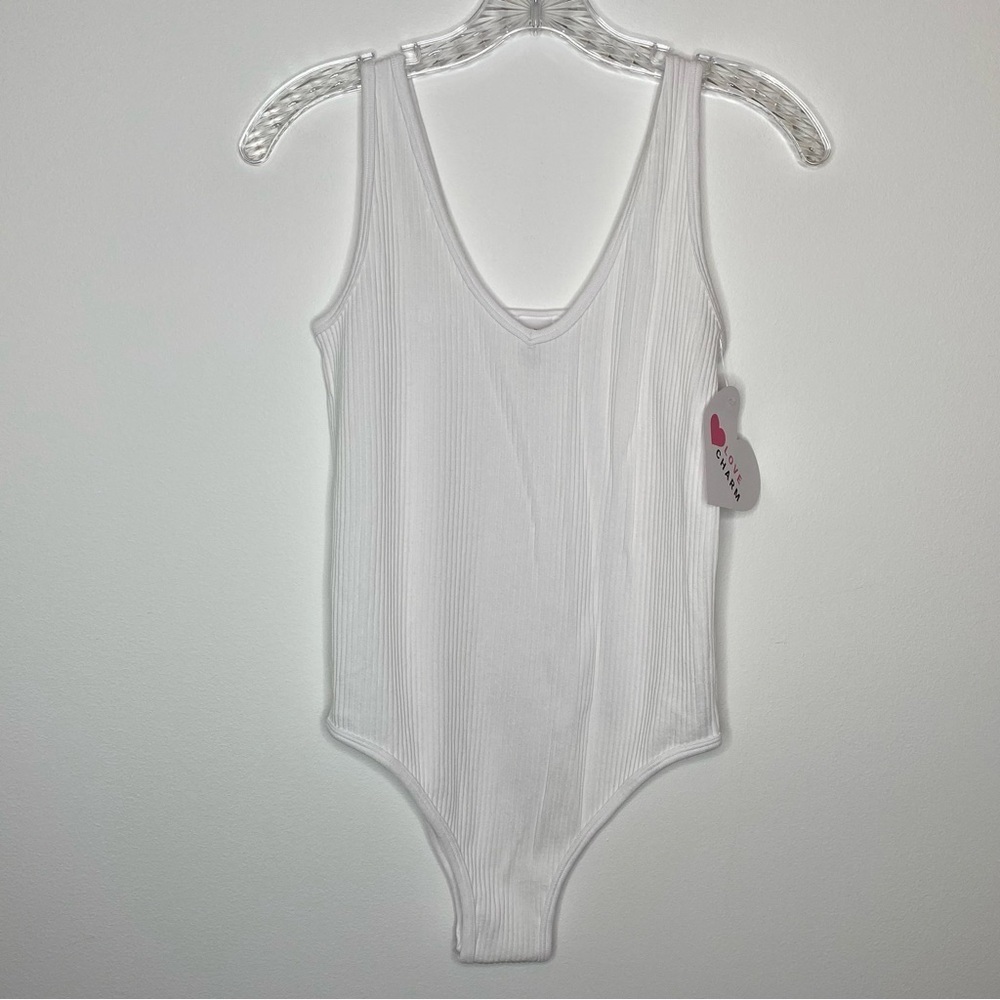 Love Charm White Ribbed Bodysuit NWT
